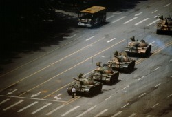 potteresque-ire:naanima: learningtoacceptchange:  fluffynexu:  thekhoolhaus:  25 years ago an unknown Chinese protester stood in front of a tank in defiance of the government. No one knows the identity of the man but he was given the nick name “Tank