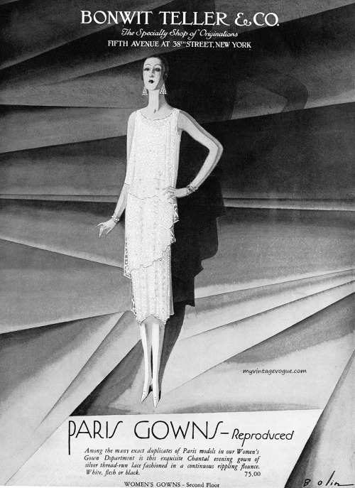 myvintagevogue:  Bonwit Teller & Co 1925 