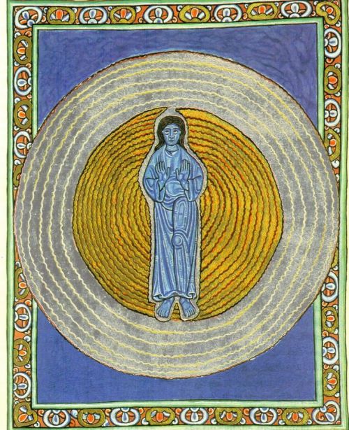 itcannothold:hildegard von bingen’s depiction of the holy spirit / labyrinth rock carving, north cor