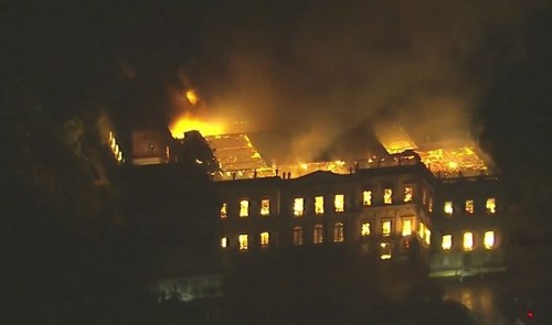 archivesandfeminism:  deceptigay:  The National Museum, in Rio de Janeiro, just went up in flames. T