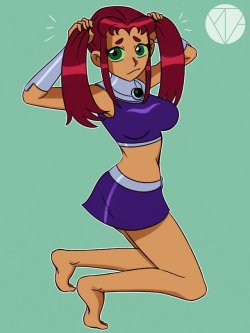 vicsagod:  I couldn’t get the image of Starfire with pigtails out my head so here you go