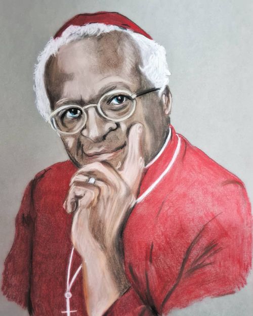 A little tribute to a wonderful man. R.I.P sir. #myart #artforcharity #art #Heroes #sirdesmondtutu #