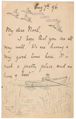 1800snostalgia:indypendenthistory:1896, personal note and illustration by Beatrix Potter  Her illustrations are heavenly. I adore BP