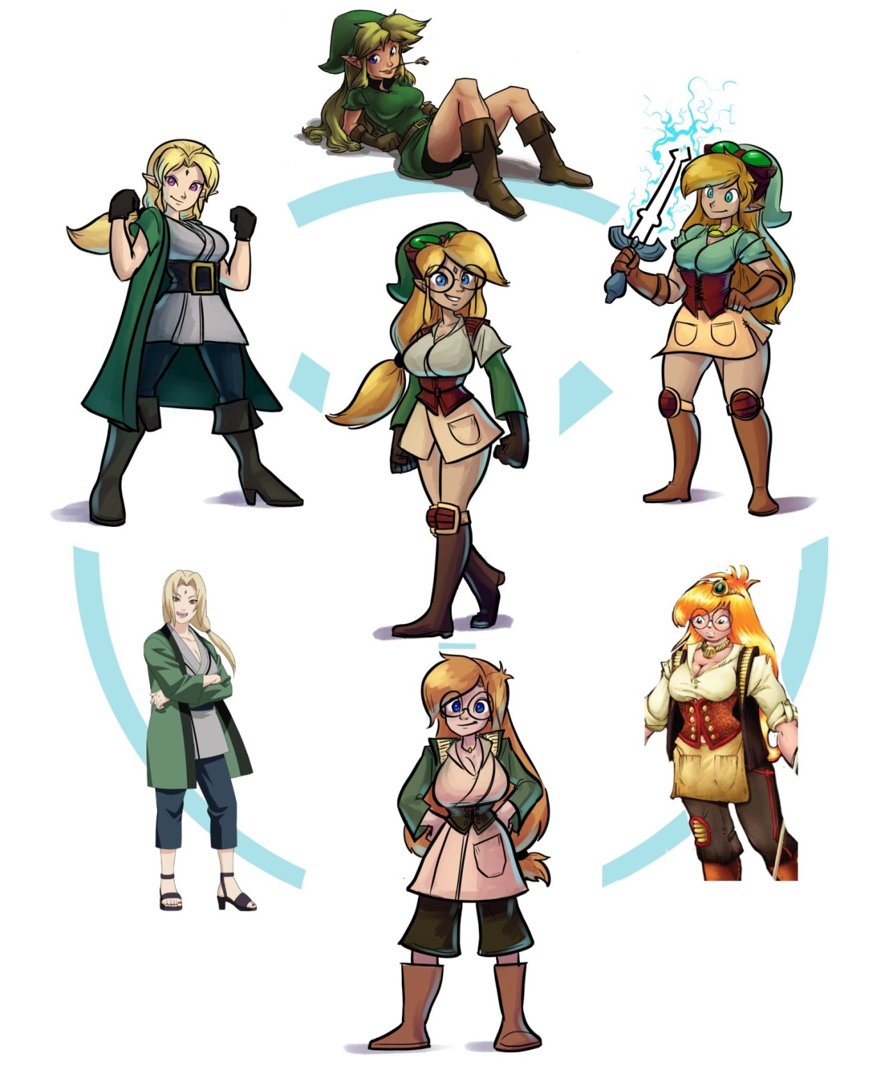 iancsamson:Hexfusion! With Tsunade from Naruto, Link 63, and Agatha from Girl Genius.