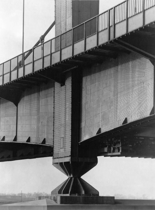 Base of the Mülheim Bridge, Germany. by Albert Renger-Patzsch— Posted by rosiepadill http