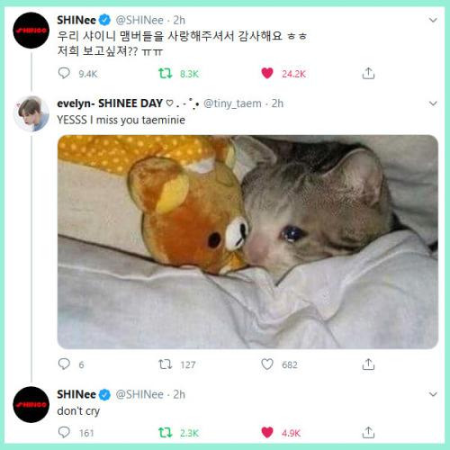 shineemoon: 200525 Some replies from Taemin when he took over SHINee’s twitter account