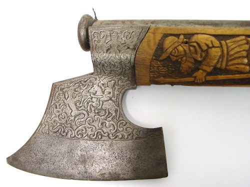 fmj556x45:Germanic motif wheelock with miners axe combination. The lock is an original period lock. 