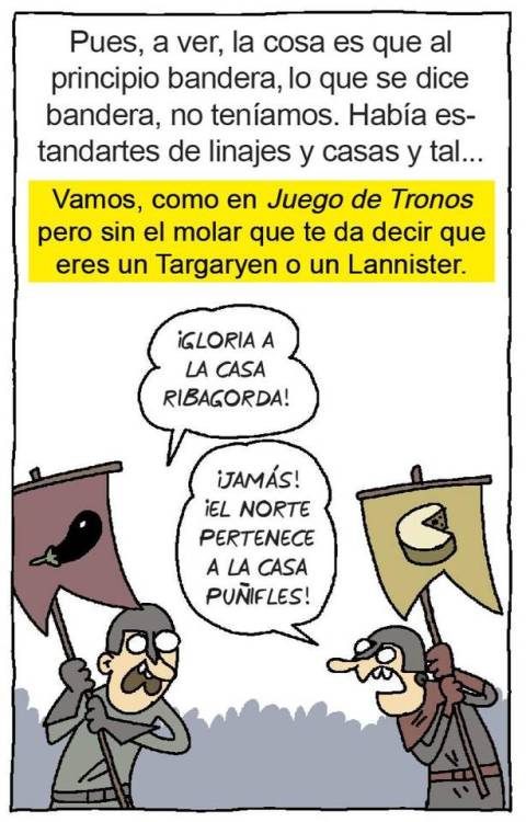 unpensadoranonimo:  Otra entrada del humorista gráfico Igor, a quién parece que el semanario humorista El jueves sobre-exploto para este día festivo, nos explica los orígenes de la bandera española 