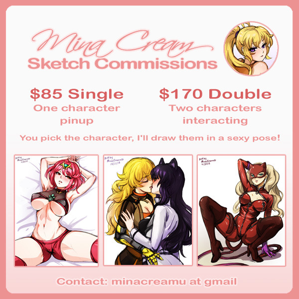 Mina Sketch Commissions (closed)Prices:$85 single character pinup$170 double (two
