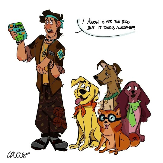 caucusboi:I wanted to draw Scooby doo humanized with hippie vibes, and the whole gang as dogs,, maybe I draw them more(?? 👀✨