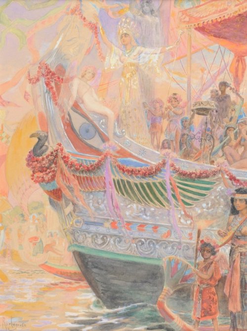 tiny-librarian:GEORGES ANTOINE ROCHEGROSSE (FRENCH 1859-1938) A PAINTING,“Cleopatra Addressing the P