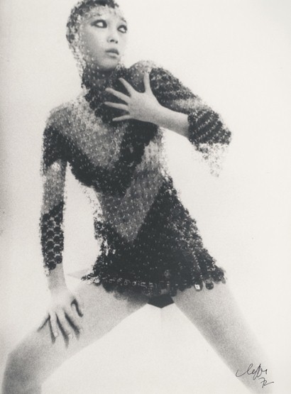 Photograph by JEAN CLEMMER of Paco Rabanne fashion, 1969.