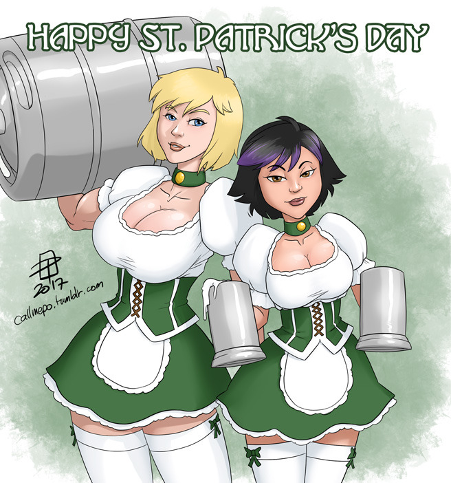 callmepo:  Beerhall waitresses Peeg and Gogo. A little practice of a new technique