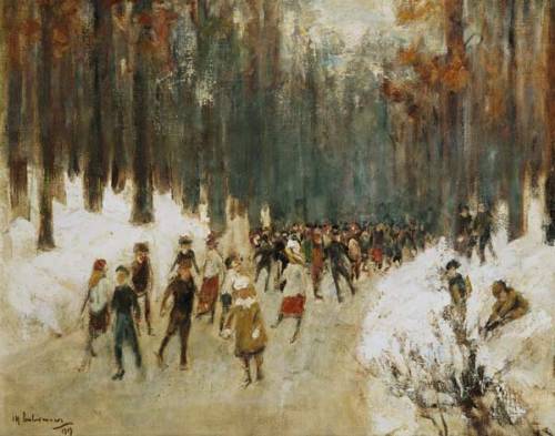 huariqueje:Skaters on a Frozen Lake in Berlin’s Tiergarten  -  Max Liebermann  