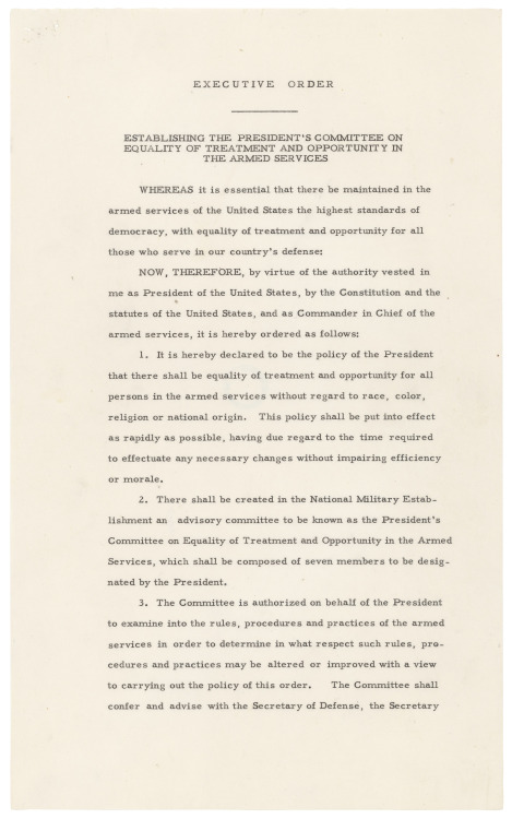 usnatarchives:
“ Yesterday we celebrated our veterans. But during World War II, one million African American men and the thousands of African American women were serving their country in racially segregated units.
In 1948, President Truman changed...