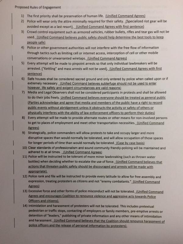 justice4mikebrown:  November 21: List of Ferguson protesters’ proposed “rules