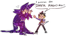 nonstopdoodle:  baconatorkat:  psui:  fite him  @nonstopdoodle  AAUGH! DANK MEMES AND YUGIOH! MY WEAKNESS! 