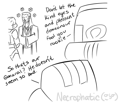 necrophatic-old:High Jedi General Qui-Gon Jinn and his long suffering Clone Commander “Mi