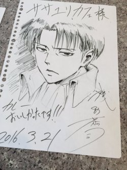 New sketch of Levi by Shingeki no Kyojin animation director/lead character designer Asano Kyoji!More sketches by Asano Kyoji!