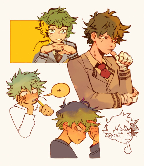 knightic:some drawings of deku! he’s thinking about stuff