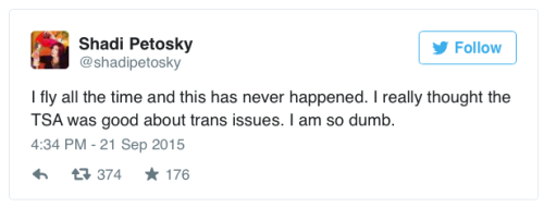 micdotcom:   This woman was detained and told to leave the airport for being trans  Shadi Petosky just wanted out of Orlando, Florida. On Monday night, Petosky, a 35-year-old transgender woman, attempted to board a flight at Orlando’s International