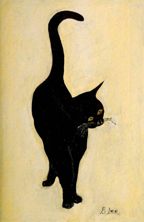 Bert Lee (b.1929) - ‘Merlin’ the Museum Cat. Oil on card.