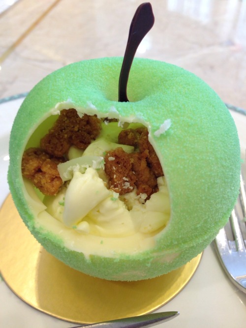 kellyheung:Green Apple Cheesecake, Fine Foods, Hong Kong The green exterior is a layer of buttery white chocolate which,