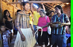 Preparations for a traditional Xerente marriage,