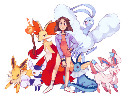 thespacemaid:  all the poke teams ive done so far!! im having so much fun drawing them :D trainer/poke commissions available HERE !! 