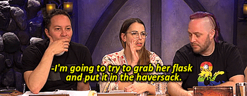 [A Gifset Of Sam Riegel And Laura Bailey On The Set Of Critical Role, With Appearances By Taliesin Jaffe
