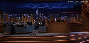 thescienceofjohnlock:  fallontonight:  Hugh Jackman crashed on The Tonight Show couch for a night, but he had warned Jimmy during his interview earlier this week…   Mr Jackman please consider this an open invitation to sleep on my couch whenever you