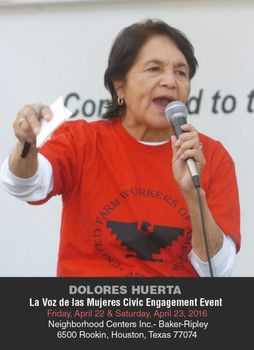 I have the honor of interviewing Dolores Huerta this Friday, April 22 from 5pm- 8pm at Neighborhood 