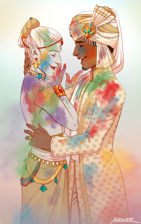 Prince Hiran and his albino lover, Raed! Inspired by Holi and made for patreon June &lt;3 http:/