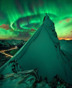 space-pics:  Aurora over Norway: Austnesfjorden