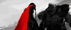  Painted illustrations for the main on end title credits for THOR: The Dark World (x) 