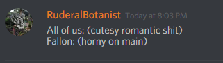 trashfirefallon:  getting called out in my own discord 