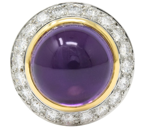 Vintage Tiffany &amp; Co 18k Gold Amethyst and Diamond Ring