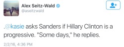 veryangryfeminist:  note-a-bear:  hi-tsugua:  tashabilities:  i-am-the-last-timelord:  Bernie calling out Hillary’s lies on Twitter simply by quoting her. Beautiful.  Today in Bitch, You Thought…       Someone on Bernie’s media team is a ScorpioI