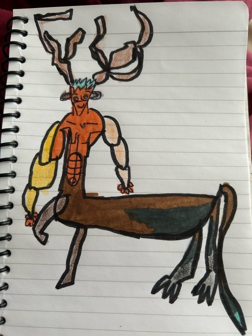 Deerat Centaur Tribrid. Egypt Cat Human Hybrid.
