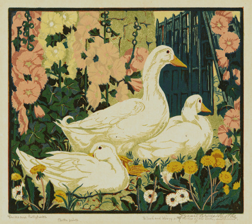 indigodreams:Ducks and Hollyhocks by Jessie Arms Botke