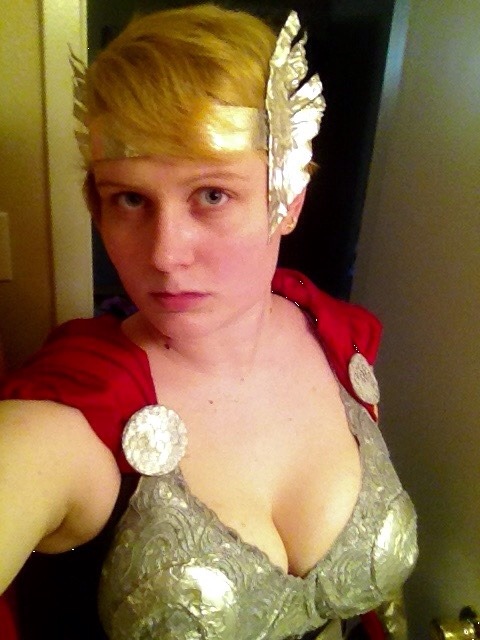 chlorogirl:  Final outfit check for my Thor cosplay. HOT comic con is next weekend, just a few finishing touches and I’m ready 😉😚
