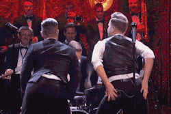 keithersc:  Now Presenting… Robbie Williams and Olly Murs perform &ldquo;I Wan’na Be Like You&rdquo; on the Graham Norton Show. The collaboration is featured on Williams’ new album “Swings Both Ways.” 