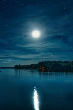 mountaineous:  Moonlit Night on Annabessacook