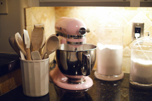 Kitchen counter. I also have this pink mixer and I love it so much. 