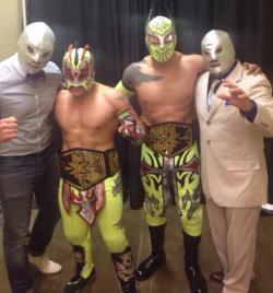 assaultdriver720:  Taken at last night at the NXT tapings (10/23/14). El Nieto Del Santo, Kalisto, Sin Cara &amp; El Hijo del Santo