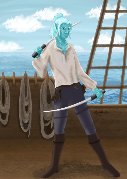 Marris, Air Genasi,Swashbuckler rogue A friend’s D&D character!  ✨ Commissions are OPEN!  ✨   