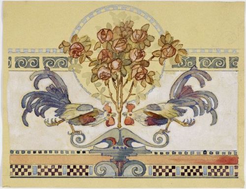 Silvio Gambini, design for wall decoration, 1902-1905. Watercolor. Italy. Via Wolfsonian