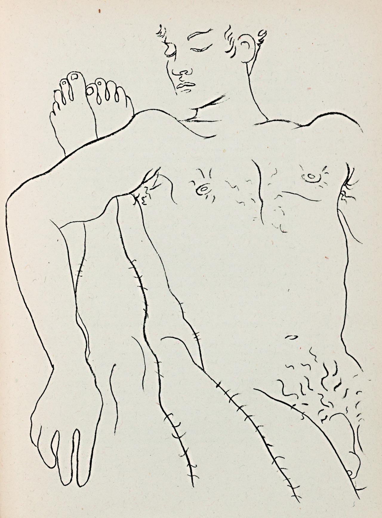 brazenswing:  Jean Cocteau Male Couple 1947 Illustration for Jean Genet’s ‘Querelle