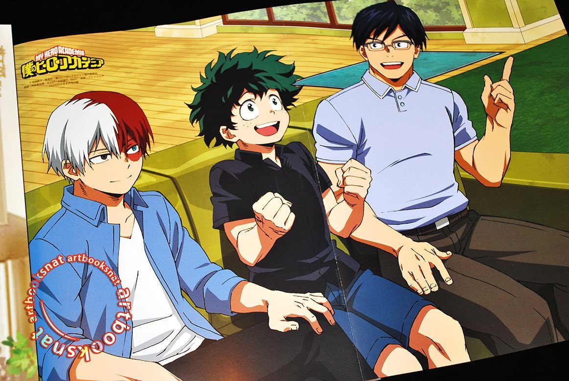 honyakukanomangen:  BnHA illustrations from the August issues of Newtype, Otomedia