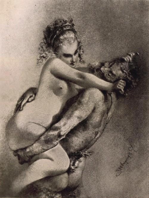 sabbathofthegoat:Mihály Zichy - Satyr and Nymph